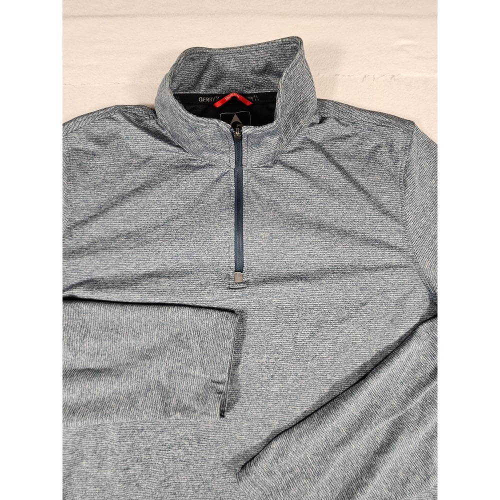 Gerry Mens Quarter Zip Pullover Blue Gray Space Dye Mock Neck Shirt Size M